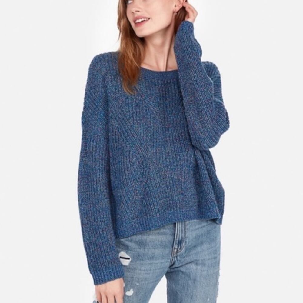 Express Cable Knit Split Back Sweater - image 10